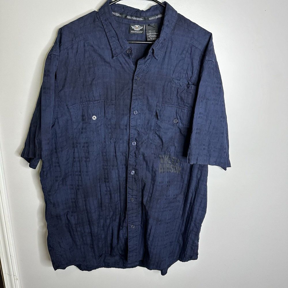 Men's Harley Davidson Size 2XL Short‎ Sleeve Button Shirt Pockets